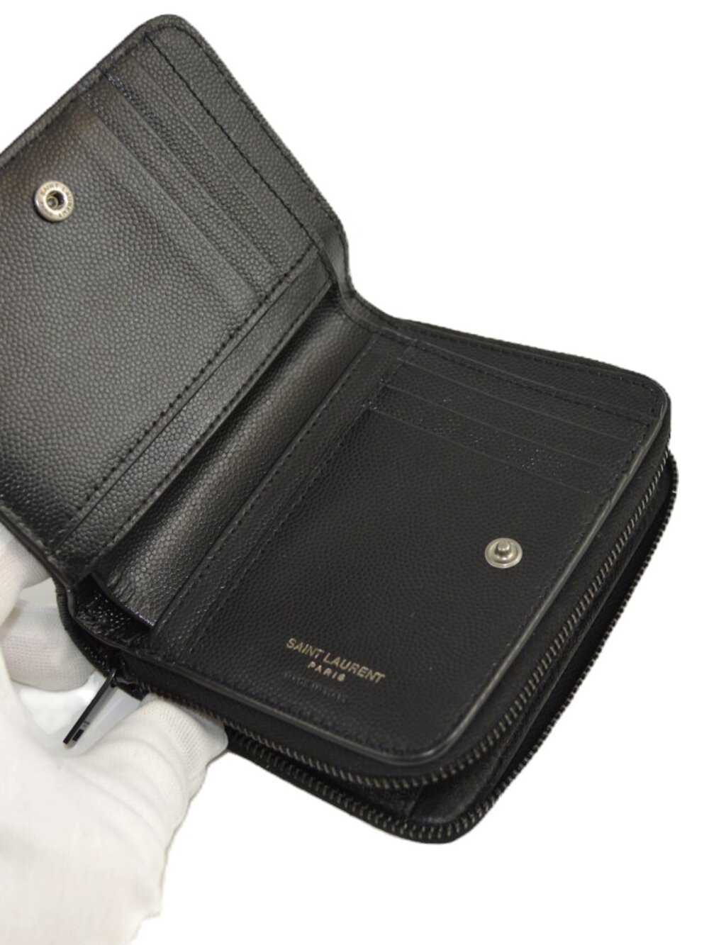 Yves Saint Laurent Small Cassandre Matelassé Zip-Around Wallet #202-115 - Picture 8 of 8